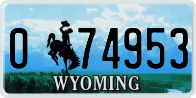 WY license plate 074953