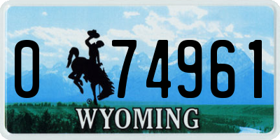 WY license plate 074961