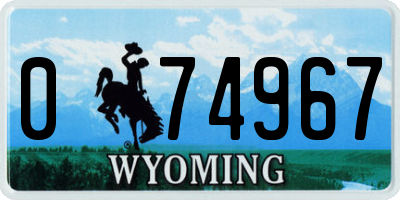 WY license plate 074967