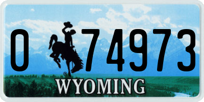 WY license plate 074973