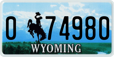 WY license plate 074980
