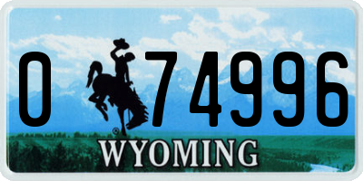 WY license plate 074996