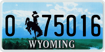 WY license plate 075016
