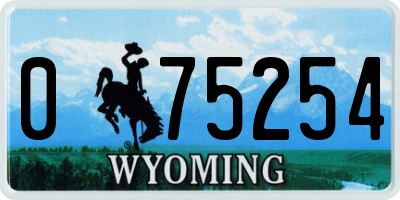 WY license plate 075254