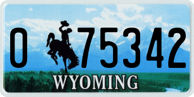 WY license plate 075342