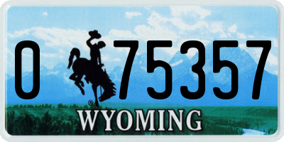 WY license plate 075357