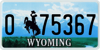 WY license plate 075367