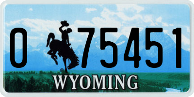 WY license plate 075451