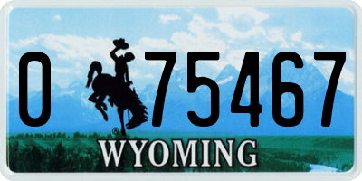 WY license plate 075467