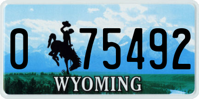 WY license plate 075492