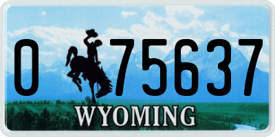 WY license plate 075637