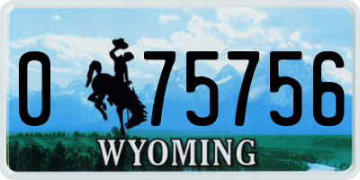 WY license plate 075756