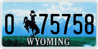 WY license plate 075758