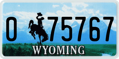 WY license plate 075767