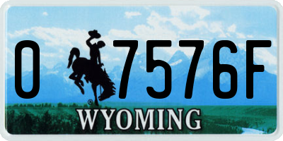 WY license plate 07576F
