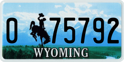 WY license plate 075792