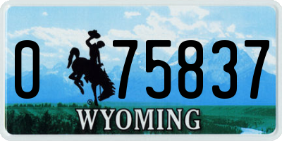 WY license plate 075837