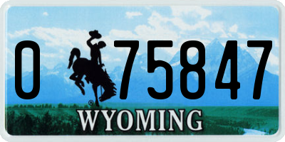 WY license plate 075847