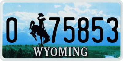 WY license plate 075853