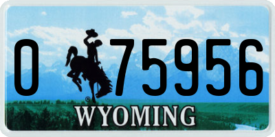 WY license plate 075956