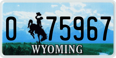 WY license plate 075967