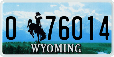WY license plate 076014