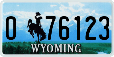WY license plate 076123