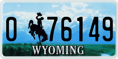 WY license plate 076149