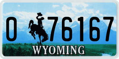 WY license plate 076167