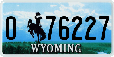 WY license plate 076227