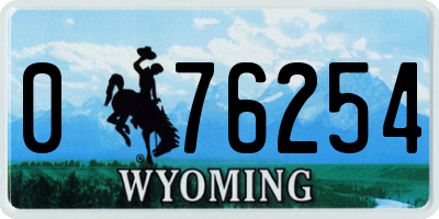 WY license plate 076254