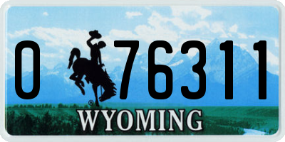 WY license plate 076311