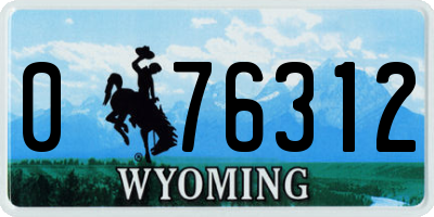 WY license plate 076312