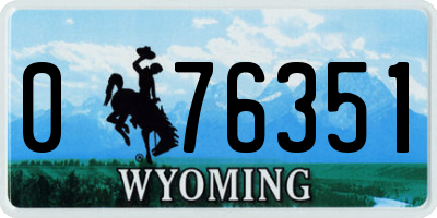 WY license plate 076351