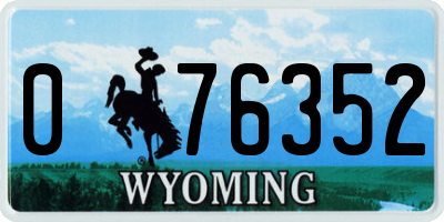 WY license plate 076352
