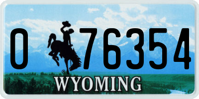 WY license plate 076354