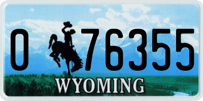 WY license plate 076355