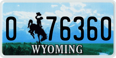 WY license plate 076360