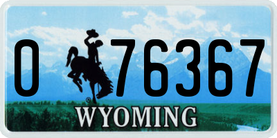 WY license plate 076367