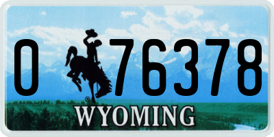 WY license plate 076378