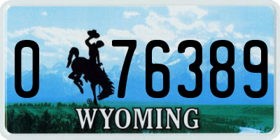 WY license plate 076389