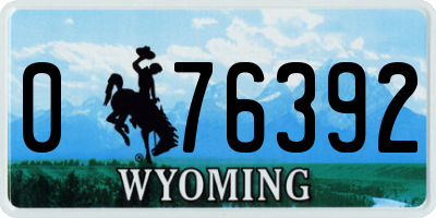 WY license plate 076392