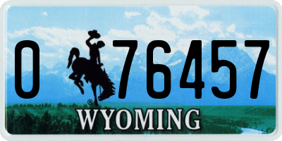 WY license plate 076457