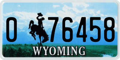 WY license plate 076458