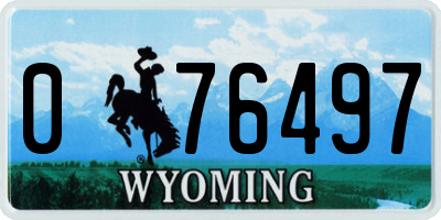 WY license plate 076497