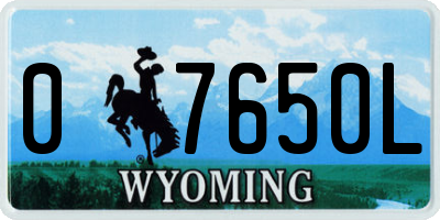 WY license plate 07650L