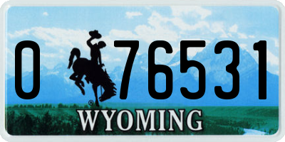 WY license plate 076531