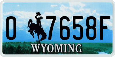 WY license plate 07658F