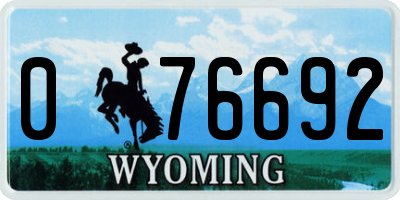 WY license plate 076692