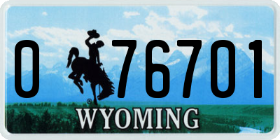 WY license plate 076701